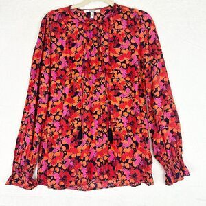 Derek Lam 10 Crosby Aria Floral Printed Blouse Top Size 4 Tassel Tie